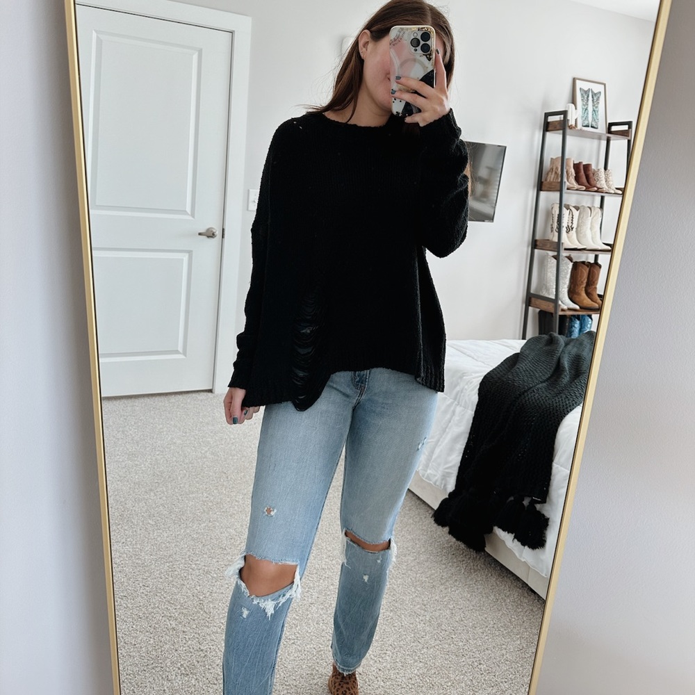 Vici Black Distressed Sweater